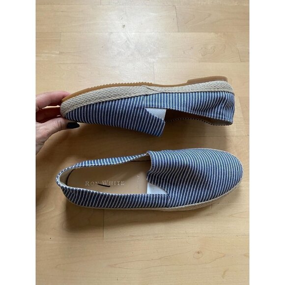 RON White Women Blue Striped "Delilah" Espadrille Loafer - Picture 3 of 7